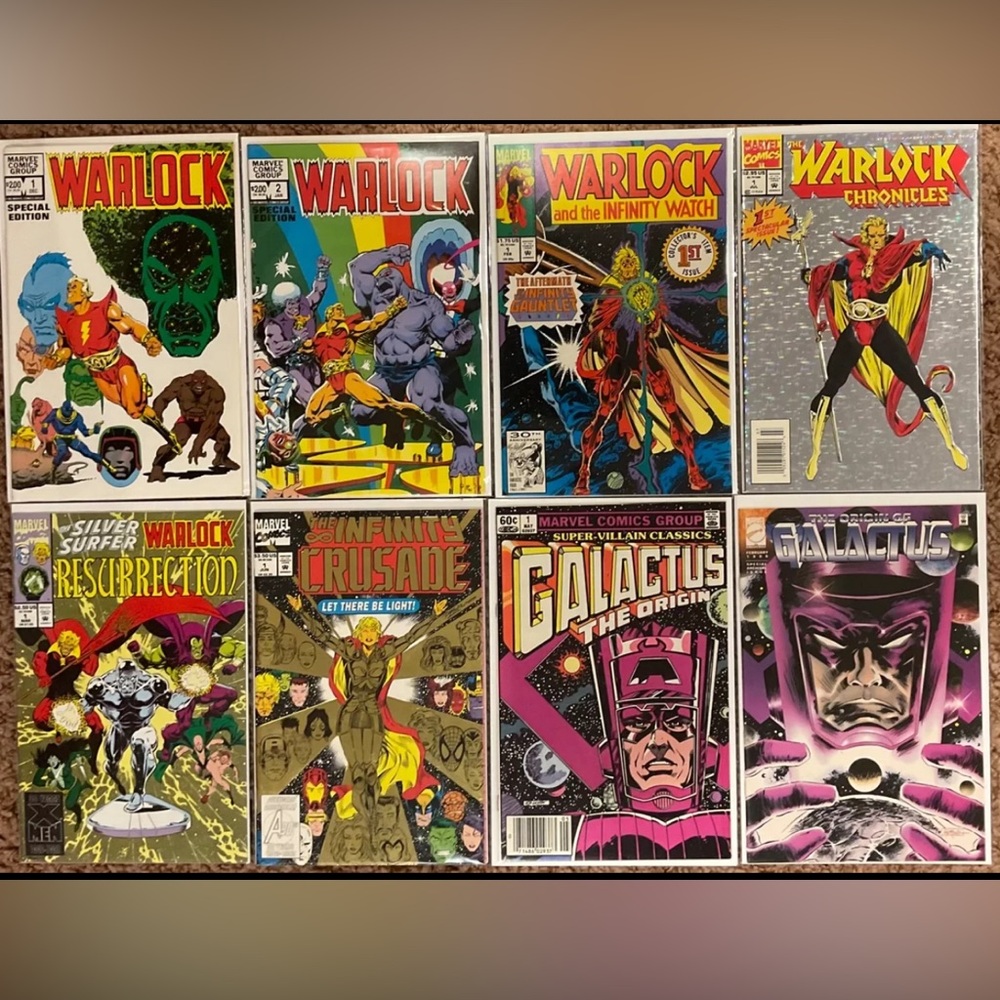Warlock # 1, The Infinity Crusade # 1, Orgins of Galactus # 1  =8 books NM
